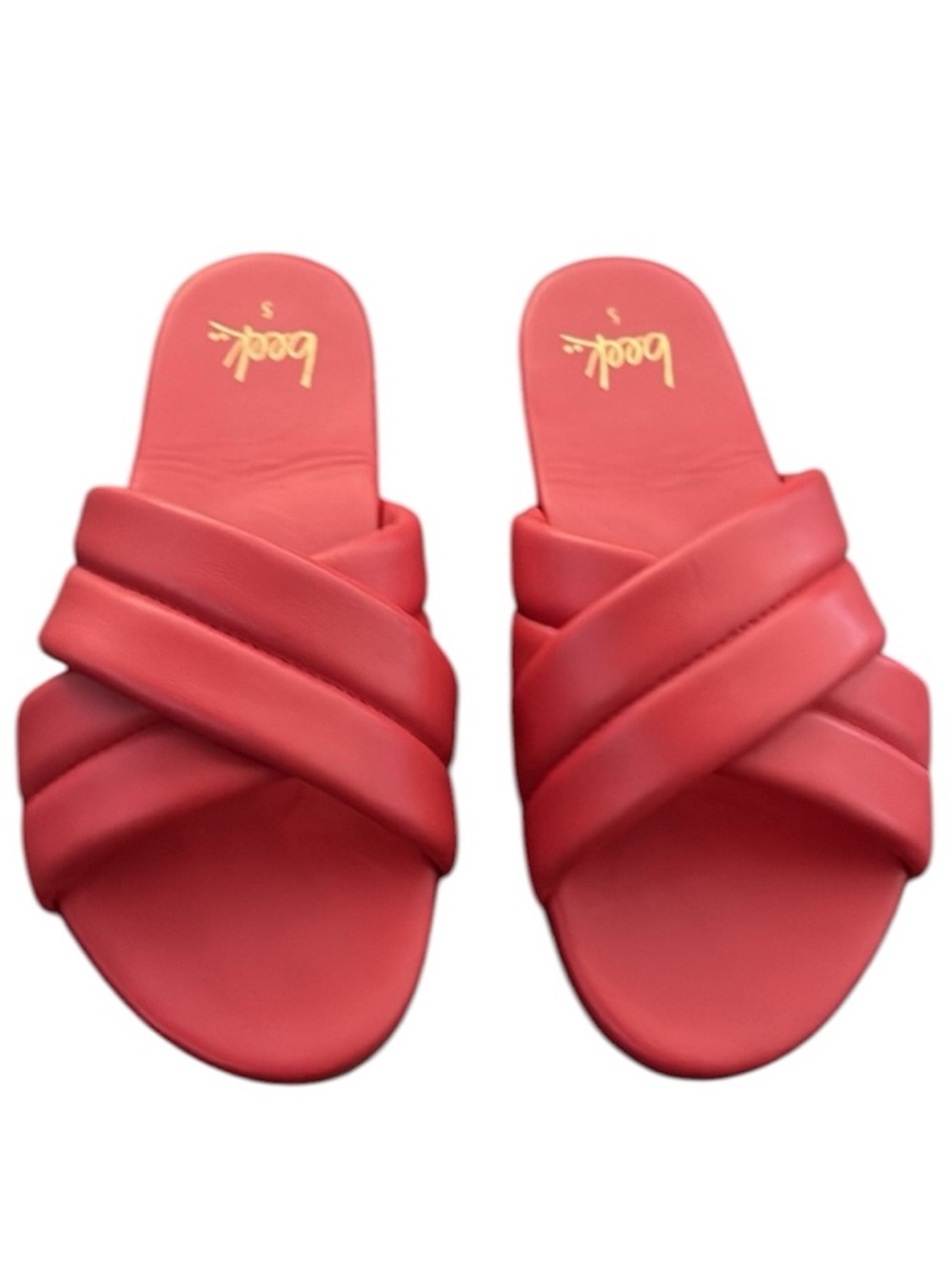 NEW Beek Red Women's Slide Sandals - size 5 surfbird leather boho luxury